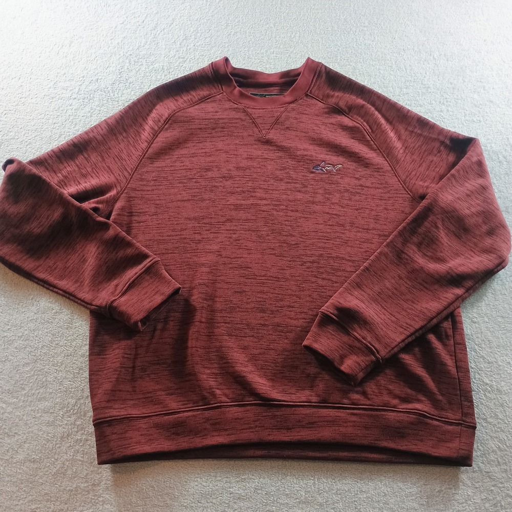 Greg Norman Mens Space Dye Pullover Burgundy Medium Shark Logo Performance